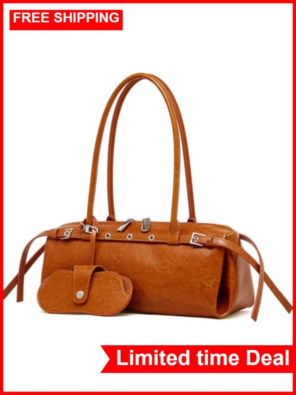 Vintage Genuine Leather Shoulder Bag for Women Underarm Purse Satchel